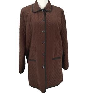 Diane Von Furstenberg Silk Quilted Jacket Brown Vintage Blazer Womens S